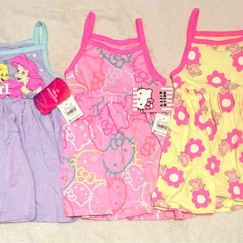 Peppa Pig/Ariel/ Hello Kitty Girls Graphic Print Tank Dress, Size 2T